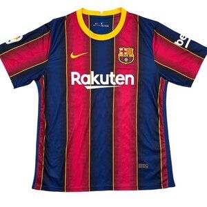 FC BARCELONA MESSI 10 NIKE Pink Blue Yellow Logo Dri Fit Jersey in Large